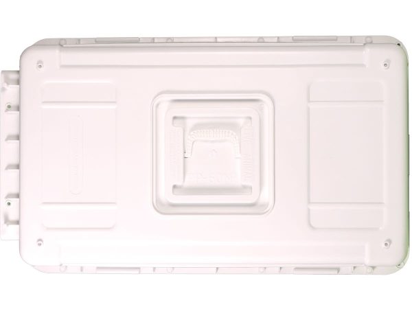 PP-60N IATA LAR certified plastic pet kennel crate. Length: 100 cm. Width: 63 cm. Height: 70 cm. Top view.