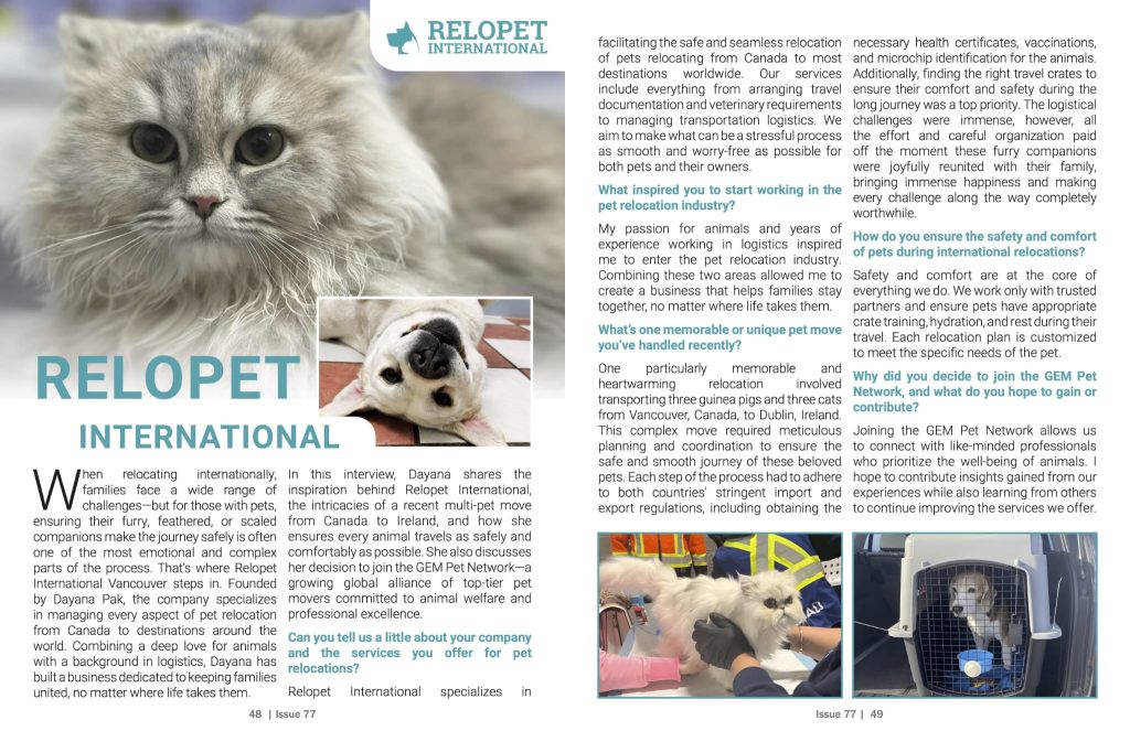 GEM Magazine Relopet International Feature, issue 77
